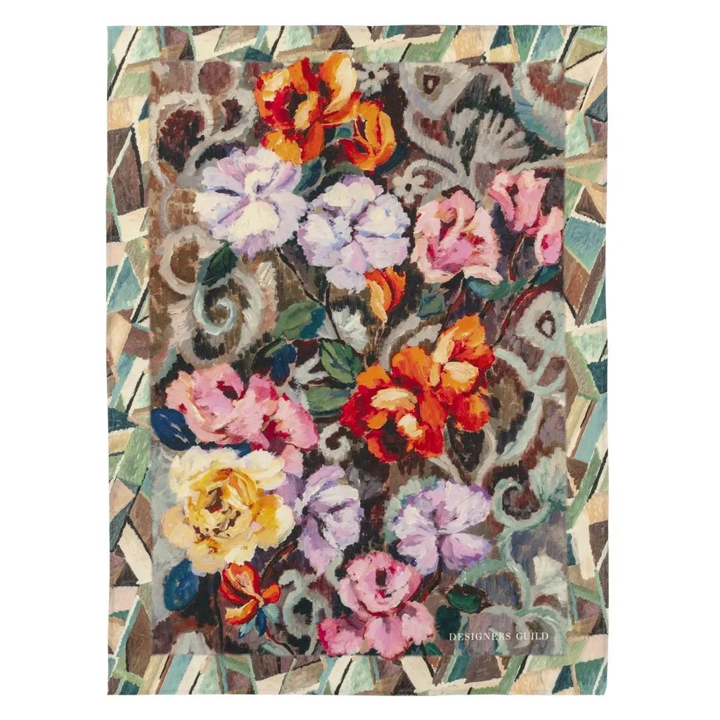 Tapestry Flower Damson Velvet Throw
