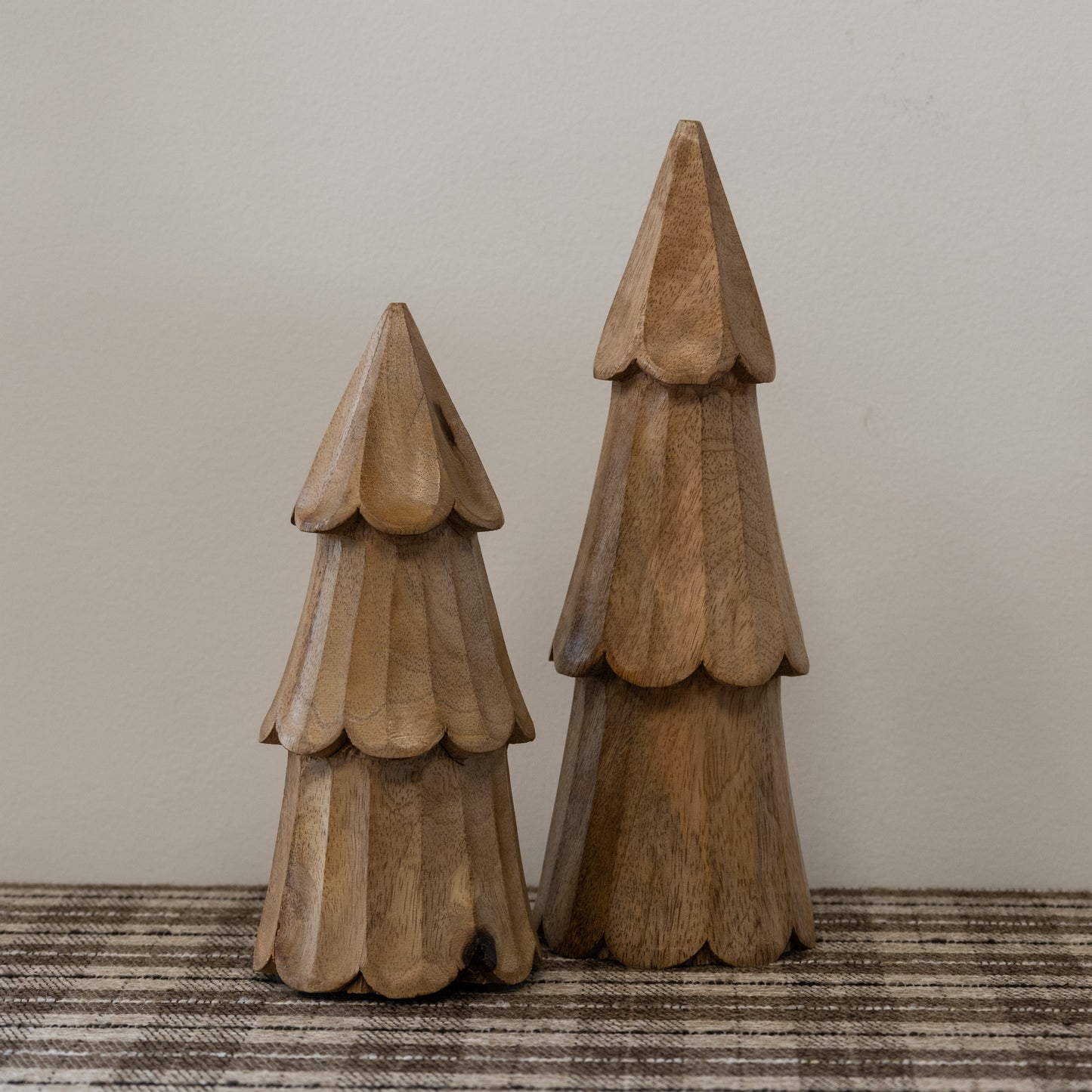 Scalloped Wooden Trees (Set of 2)