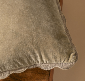 Velvet Scallop Pillow, Mink 12x21