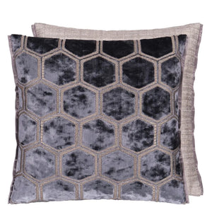 Manipur Graphite Velvet Cushion