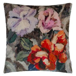 Tapestry Flower Damson Velvet Cushion